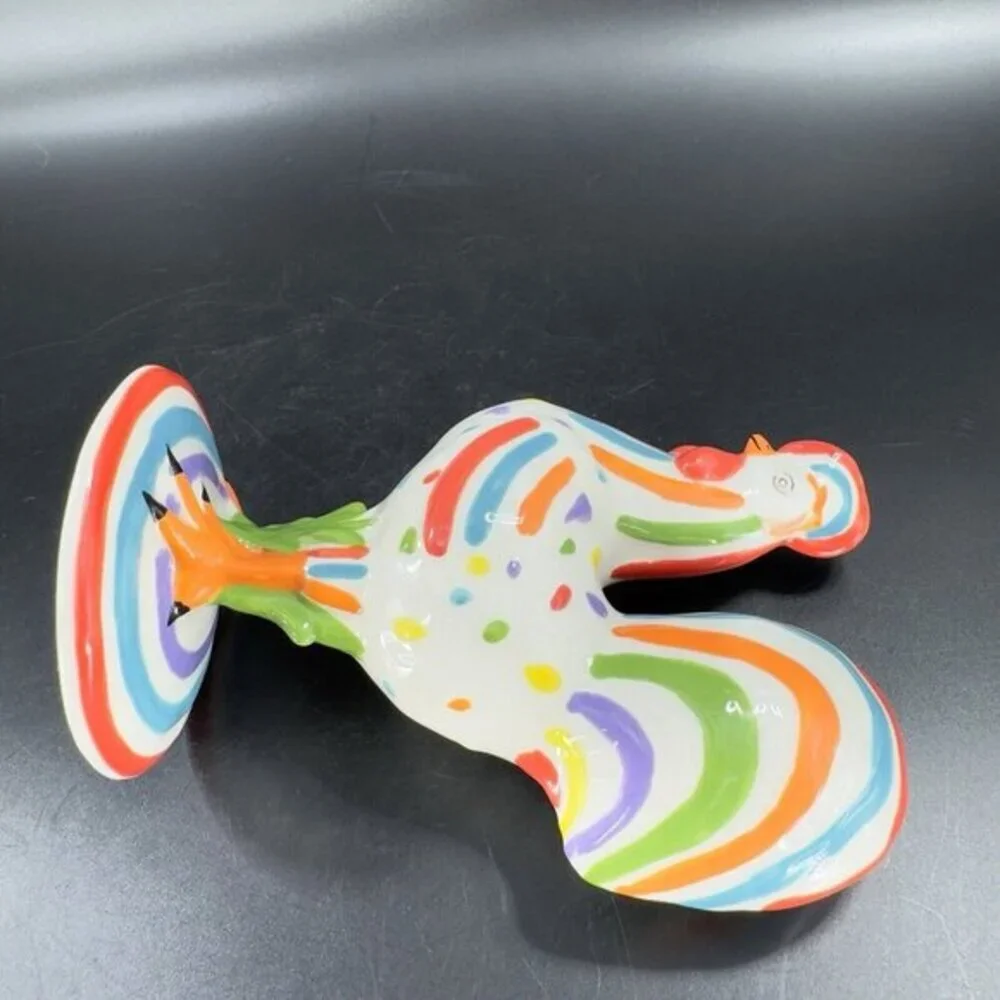 Poultry In Motion Rooster Ceramic Figurine 2010‎ Speckled Spectrum Multicolor